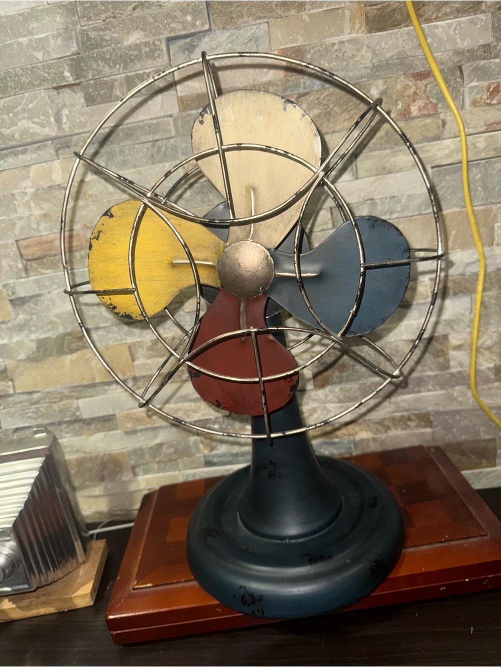 Vintage-Style Multicolor Decorative Table Fan - Home Accents